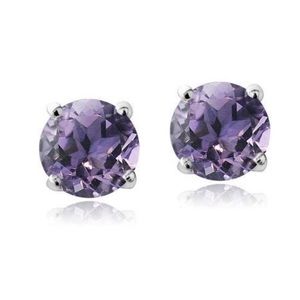 genuine sterling silver amethyst studs